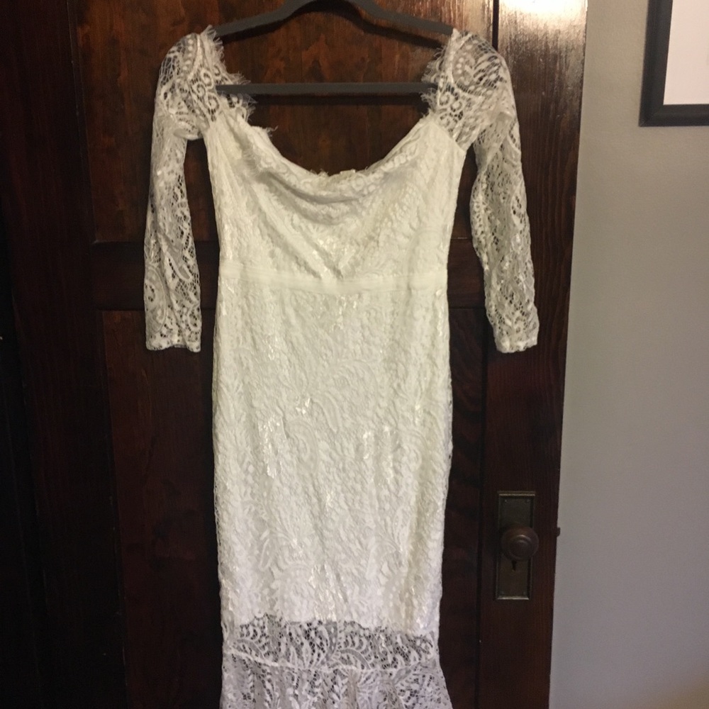 White mermaid fit dress